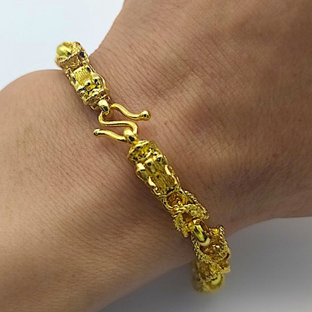 Dragon Hold Plated Byzantine Unisex Bracelet - Picture 5 of 14